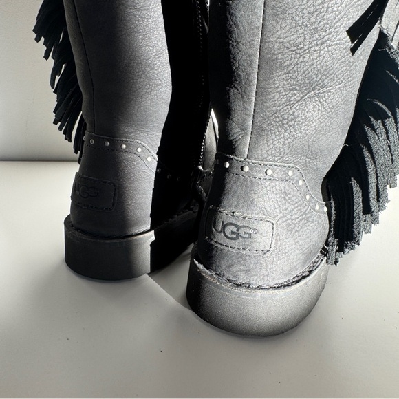 UGG Black Fringe Lace Up Boots - Picture 4 of 7